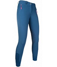 Pantaloni da equitazione donna e bambini Active silicone al ginocchio medio peso